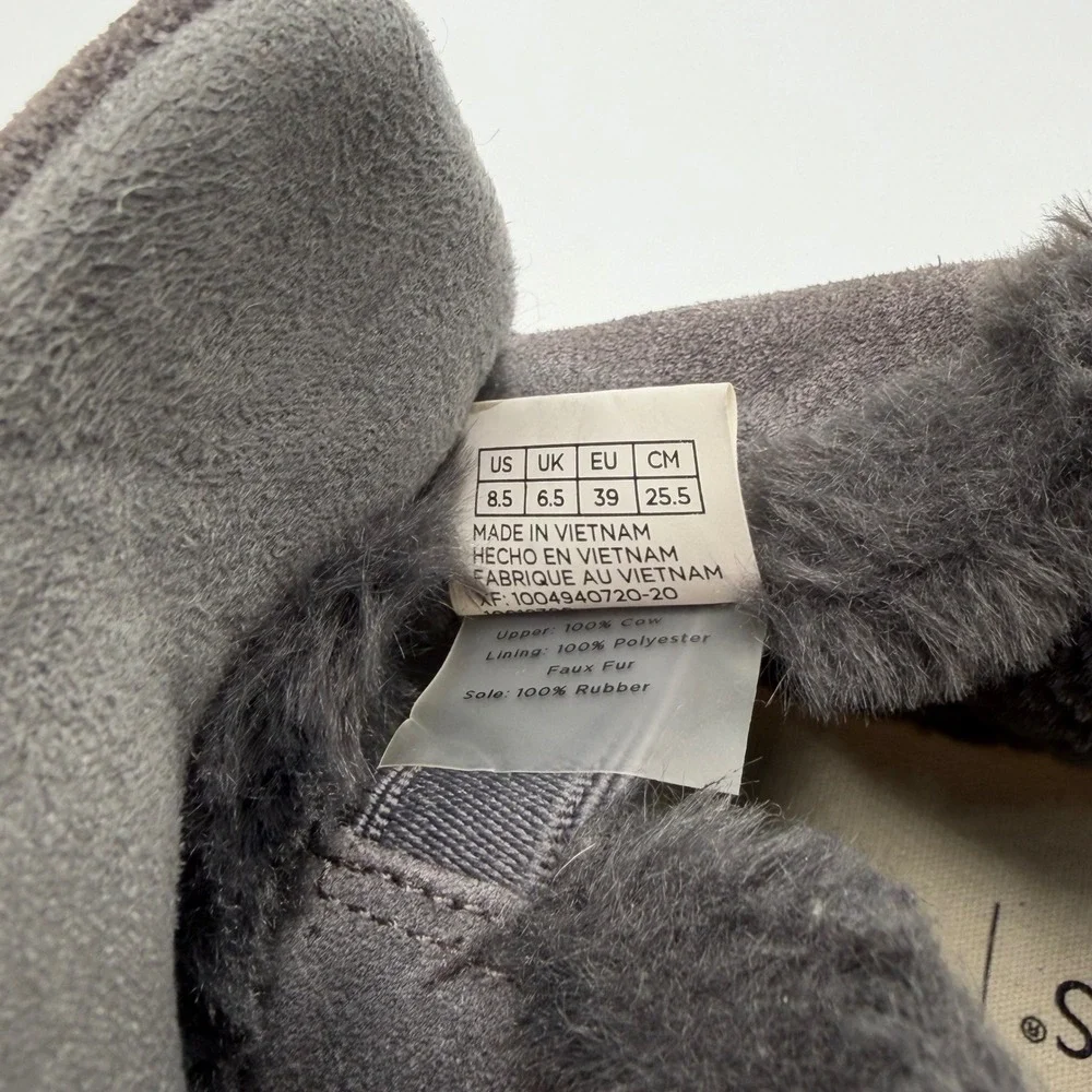 TOMS Jutti Suede Faux Fur Lined Slip On High Top‎ Sneakers Grey Womens 8.5